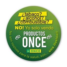 Chapa Que Reparte CSI.F Contra La Reforma Del Cupón De La ONCE