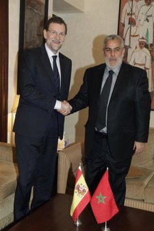 Minister Mariano Rajoy Con Su Homólogo Marroquí, Abdelilá Benkirane