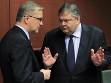 Rehn (UE) Y Venizelos (Grecia) En La Reunión De Bruselas