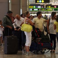 Turistas en el aeropuerto