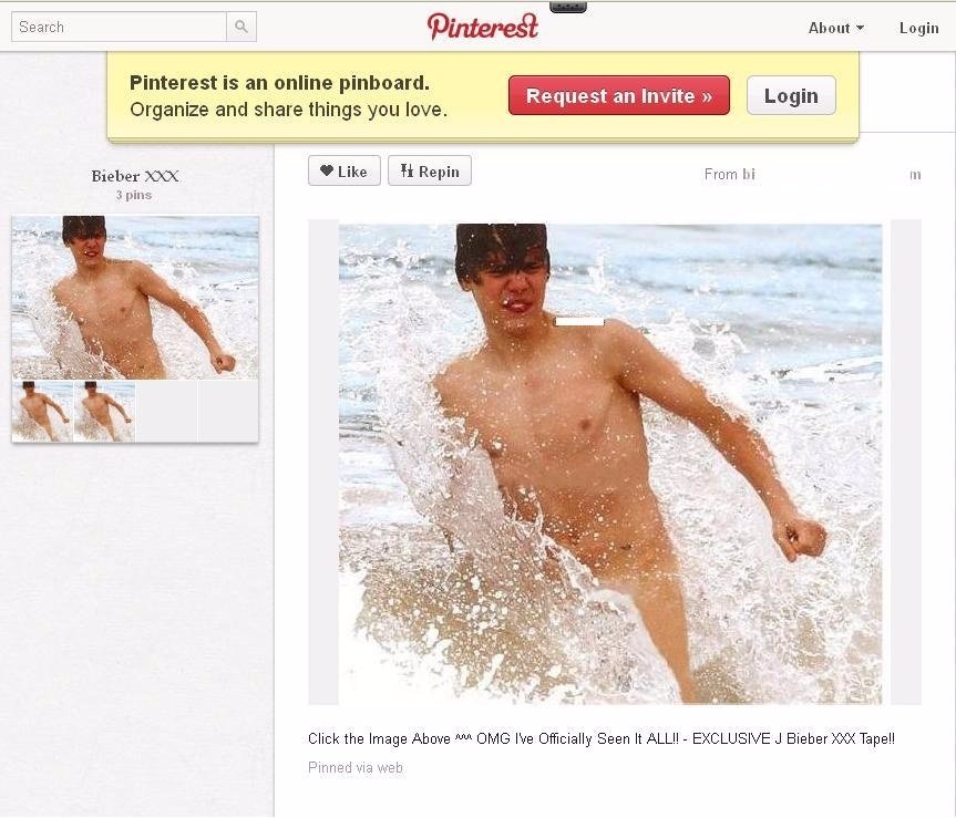 Pinterest Fraude Justin Bieber