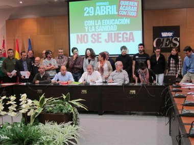 Foto: Llamamiento a la ciudadan�a para secundar las movilizaciones (EUROPA PRESS)