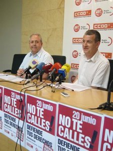 CCOO y UGT llaman a la ciudadanía a manifestarse el 20 de junio para exigir la rectificación de las políticas de recorte