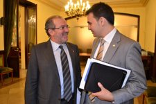 El Presidente De La Diputación De Lleida, J.Reñé, Y Marc Pifarré