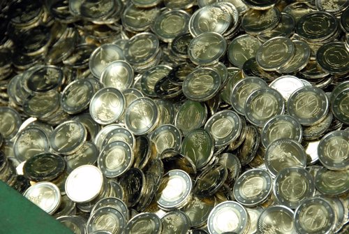 Fabricación De Monedas De Euros En La Fábrica Nacional De Moneda Y Timbre