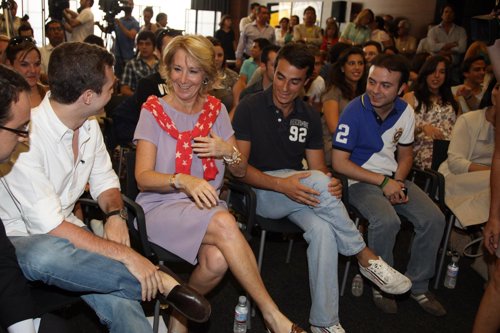 Ángel Carromero, en un acto con Esperanza Aguirre