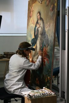 Restauración del lienzo de Mateo Cerezo