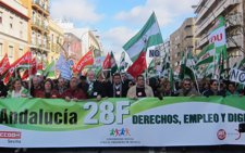 Cabecera de la manifestación del 28 de febrero en Sevilla