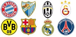 Escudos de los clasificados para los cuartos de final de la Liga de Campeones
