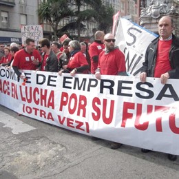 Sniace en la manifestación contra el paro y la regeneración democrática. 