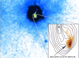 Foto: Astrónomos detectan potentes jets que expulsan gas fuera de su galaxia (NRAO)