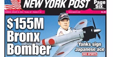 Foto: 'New York Post' retira una portada con un jugador japonés de los Yankees pilotando un caza como los de Pearl Harbour (AAJA)