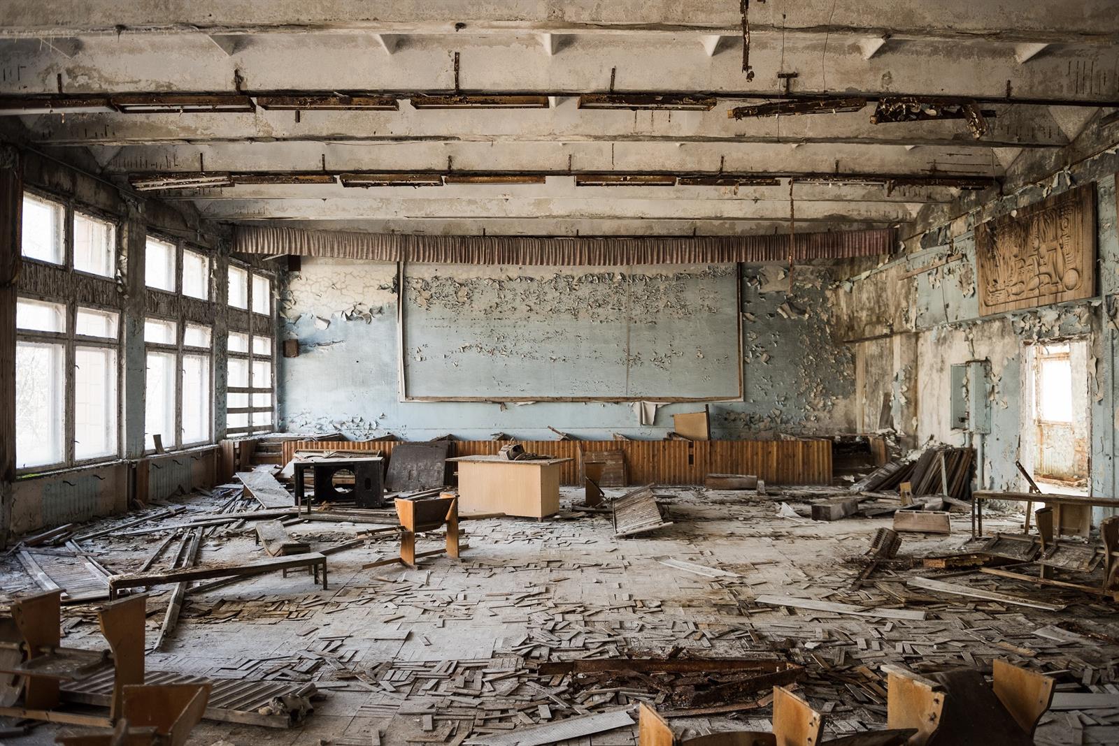 Aula de un colegio de Prípiat