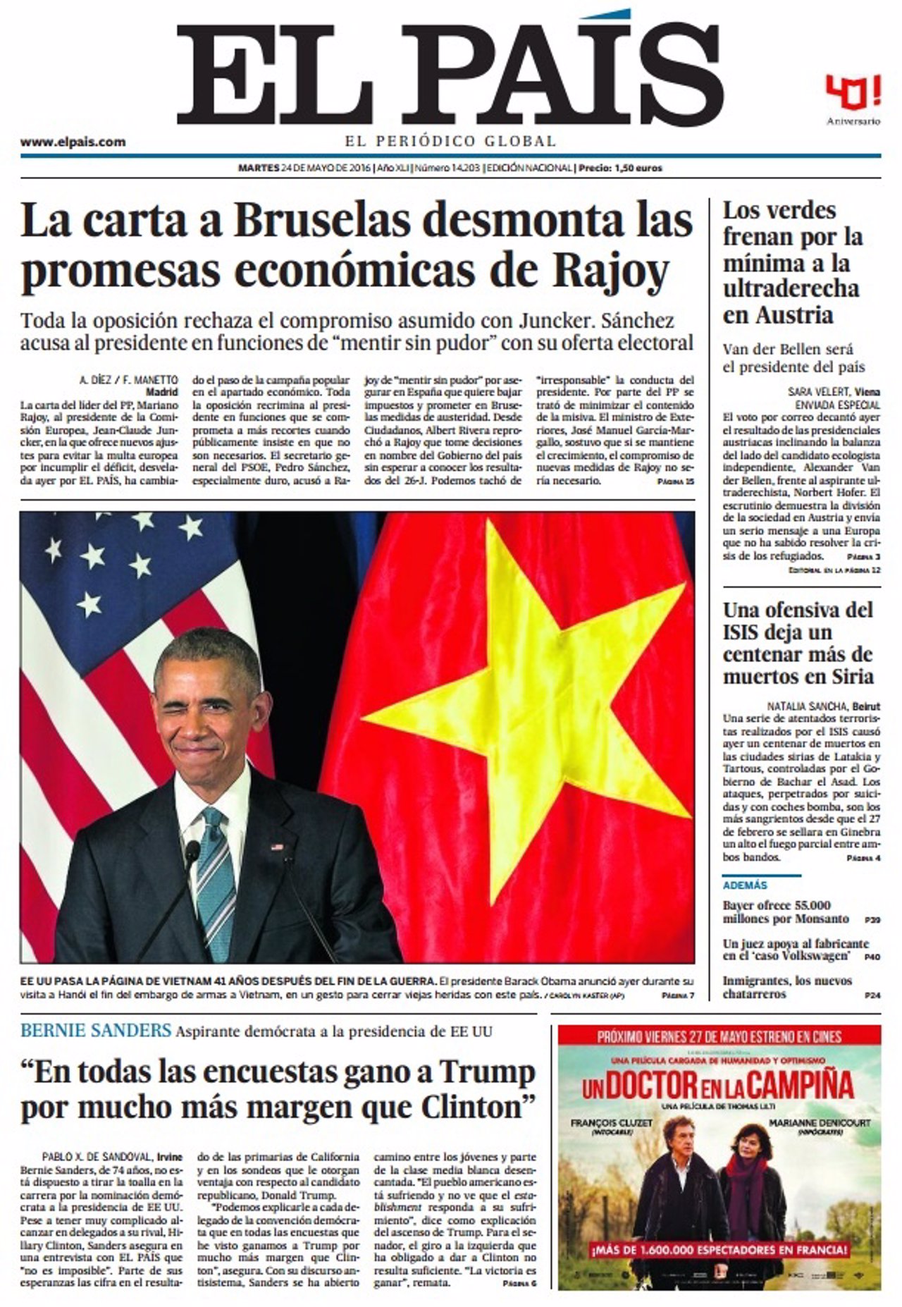 Las portadas de los periódicos de hoy, martes 24 de mayo Las portadas de los periódicos de hoy, martes 24 de mayo