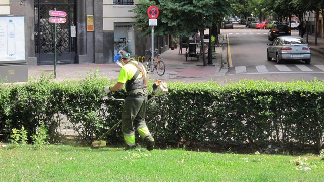 Trabajador de FCC Parques y Jardines de Zaragoza