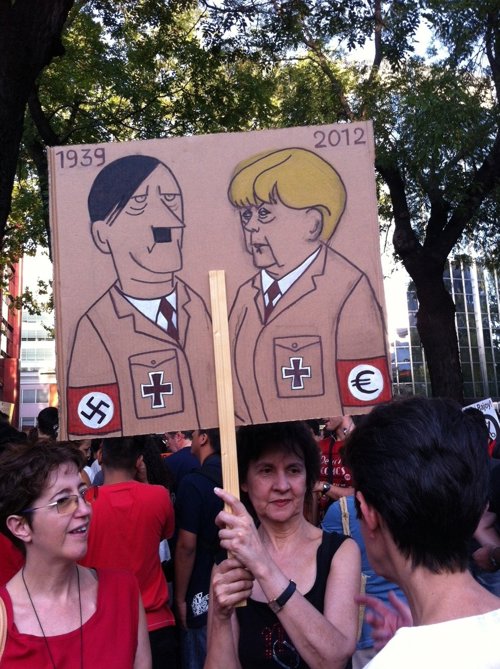 Protesta contra la visita de Merkel a Madrid