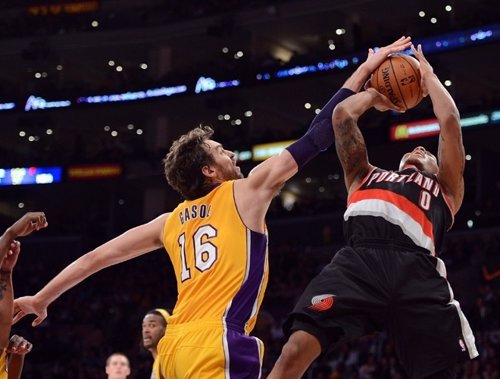 Paul Gasol, Los Angeles Lakers, ante Porland Trail Blazers