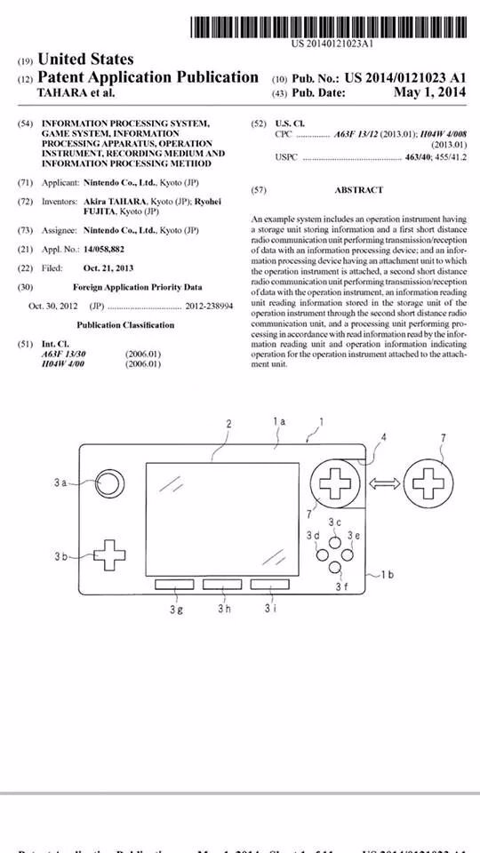 Patente de consola portátil de Nintendo