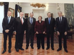 Salvador Gabarró y Rafael Villaseca con Michelle Bachelet