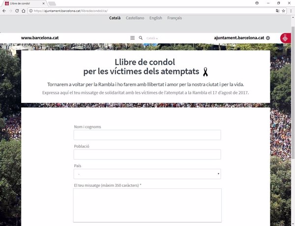 El libro electrónico de condolencias de Barcelona ha recibido unas 10.000 firmas