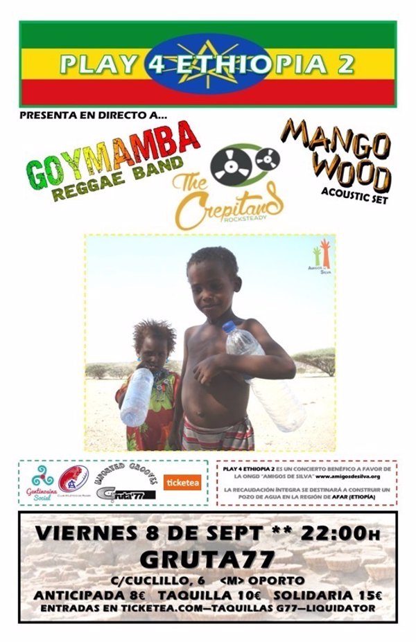 El concierto 'Play 4 Ethiopia' se celebra mañana en Madrid para reunir fondos para construir un pozo de agua en Etiopía