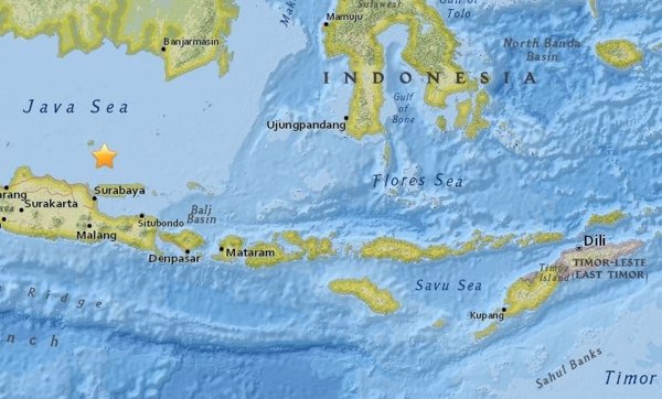 Registrado un terremoto de magnitud 5,7 al norte de las costas de Java