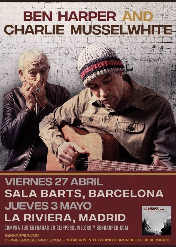 Ben Harper y Charlie Musselwhite presentarán nuevo disco conjunto en Barcelona y Madrid