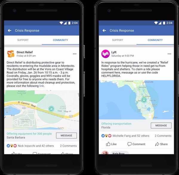 Facebook incluye en 'Ayuda a la Comunidad' a las organizaciones y empresas para que puedan ayudar en emergencias