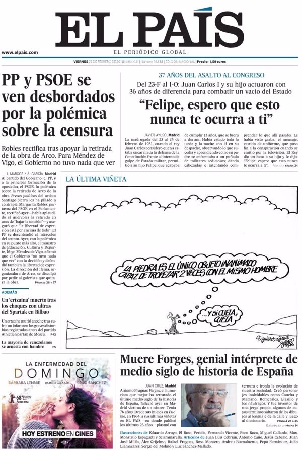 'El País' publica este viernes la última viñeta de Forges: 