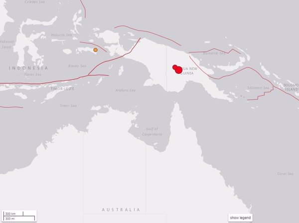 Registrado un terremoto de magnitud 7,5 en Papúa Nueva Guinea