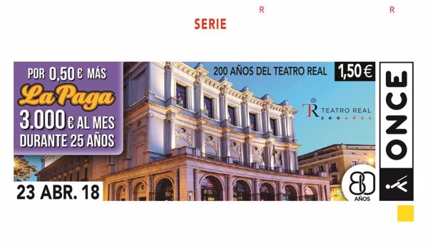 El cupón de la ONCE 'sale a escena' para celebrar el Bicentenario del Teatro Real de Madrid