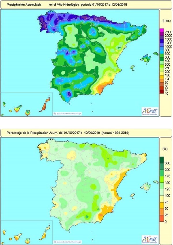 España afronta el verano con un 16% más de lluvias de lo normal