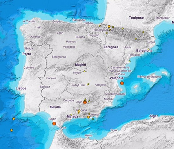 La actividad sísmica en España en la últimas semanas es 