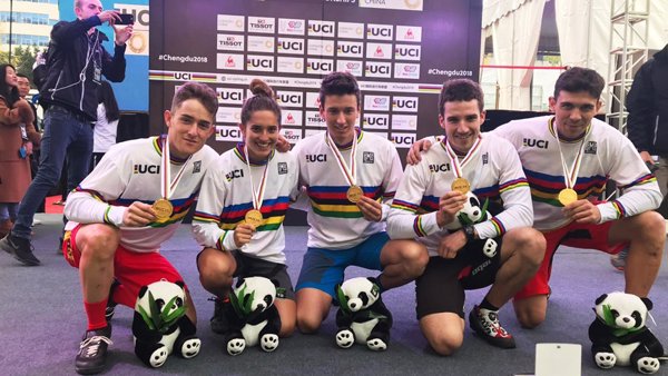 La selección española consigue el oro en trial por equipos en el Mundial de Ciclismo Urbano