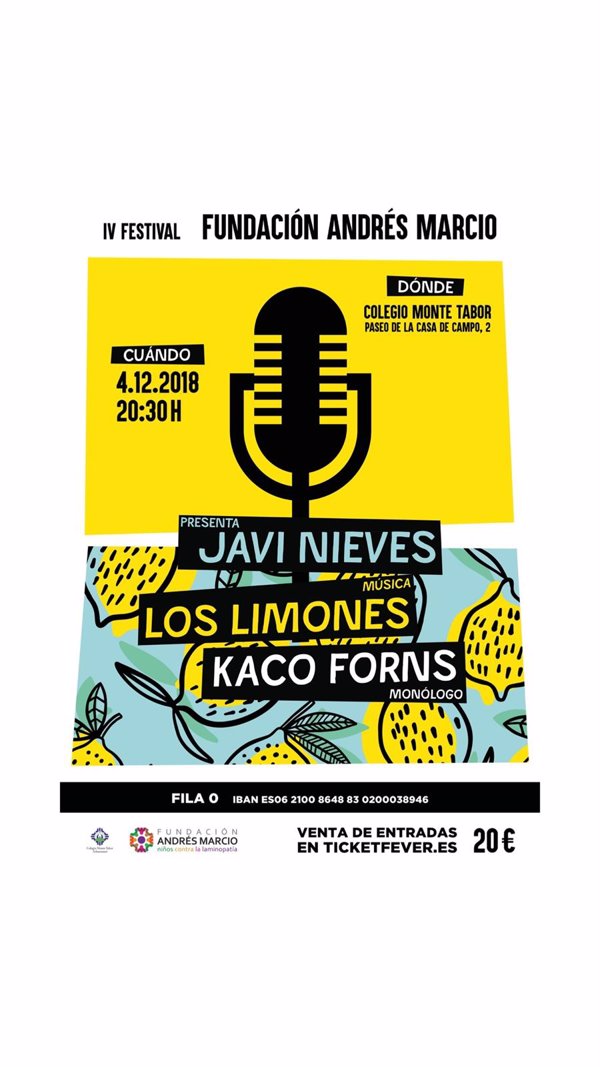 El IV Festival Solidario Fundación Andrés Marcio contra la laminopatía se celebrará el 4 de diciembre en Madrid