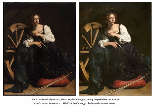 El Thyssen restaura la 'Santa Catalina' de Caravaggio, obra que sirve 