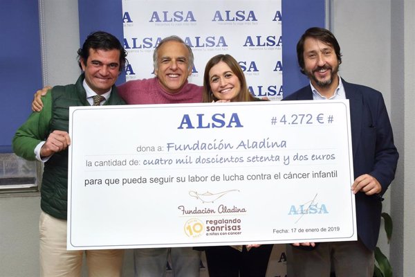 ALSA dona a la Fundación Aladina 4.272 euros para apoyar la lucha contra el cáncer infantil