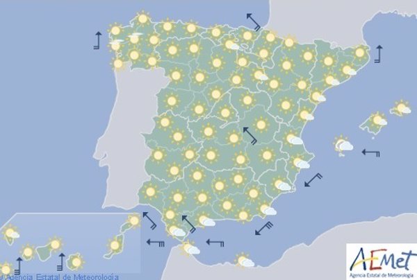 Las temperaturas serán hoy más altas de lo normal en una jornada con riesgo por viento y olas en Canarias y Cádiz