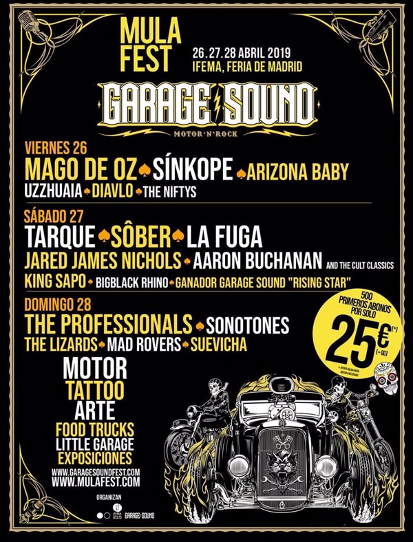 Garage Sound Mulafest 2019 tendrá a Mägo de Oz, Tarque, Sôber, La Fuga, Sínkope y The Professionals