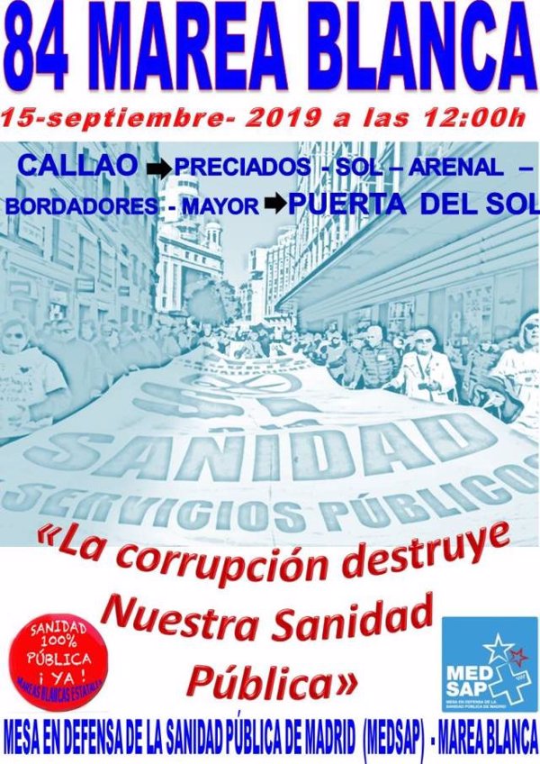 La Marea Blanca recorre este domingo las calles de Madrid en defensa de la sanidad pública