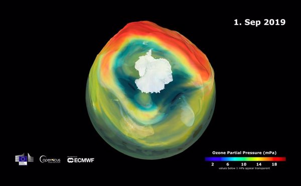 El agujero de ozono de la Antártida de 2019 podría ser uno de los más pequeños de los últimos 30 años, según Copernicus