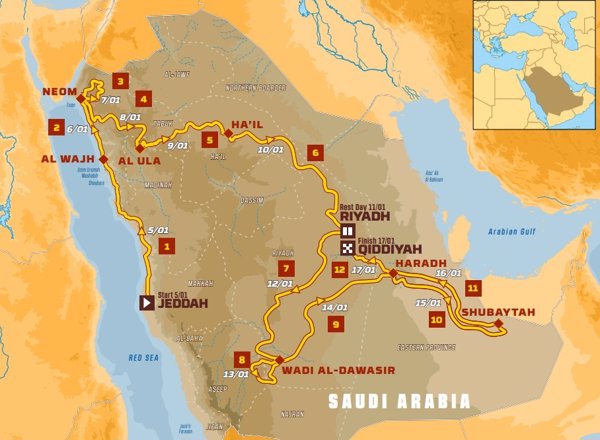 El nuevo Dakar de Arabia Saudí tendrá 12 etapas y casi 8.000 kilómetros de recorrido