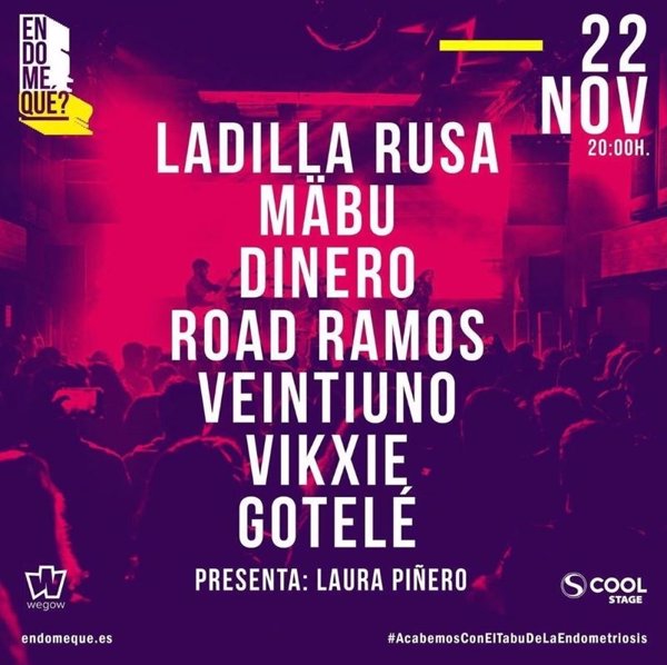 Ladilla Rusa, Mäbu, Veintiuno, Road Ramos o Dinero se unen en Endoqué?, un concierto benéfico contra la endometriosis