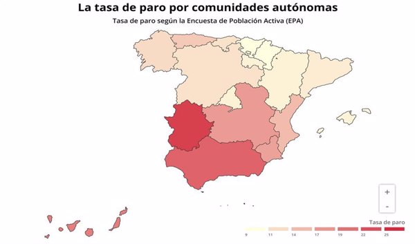 El paro baja en 2019 en diez comunidades y sólo Castilla-La Mancha y Extremadura destruyen empleo