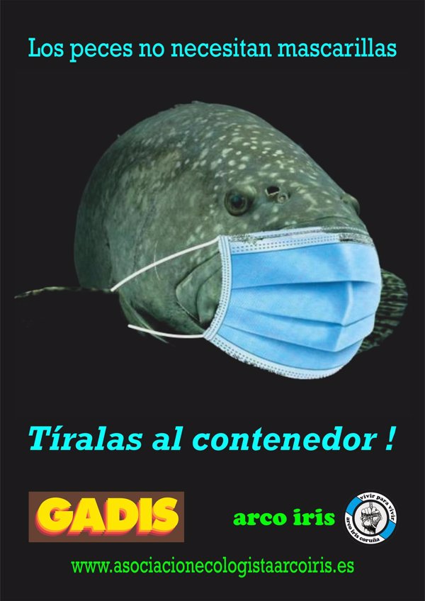 Una campaña recuerda que 'Los peces no necesitan mascarillas' e insta a tirarlas en el contenedor