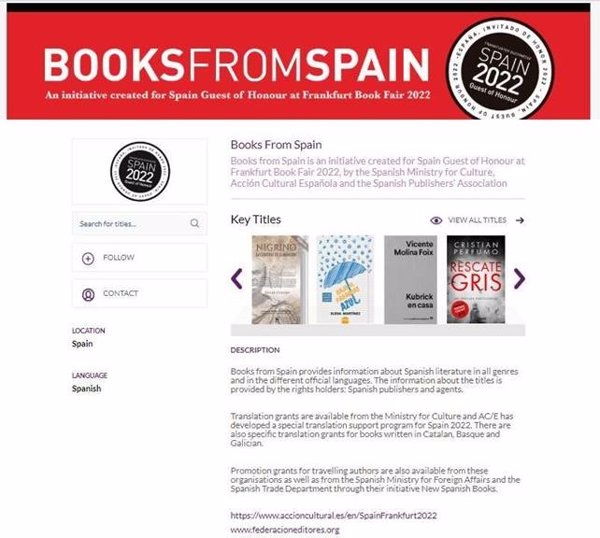 Gobierno y editores lanza el portal 'Books from Spain' para impulsar venta de derechos de traducción de obras españolas