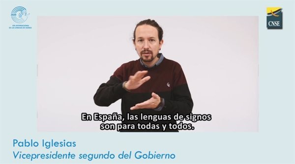 Carmen Calvo y Pablo Iglesias, entre otros políticos, reivindican las lenguas de signos 