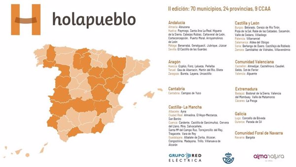 Un total de 70 municipios de 24 provincias y 9 CC.AA. buscan nuevos pobladores en la II Edición de Holapueblo