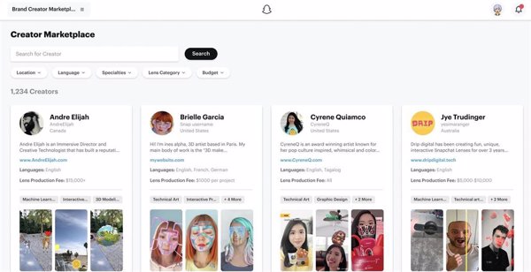 Snapchat abrirá un mercado de creadores para que las empresas puedan contactar con ellos