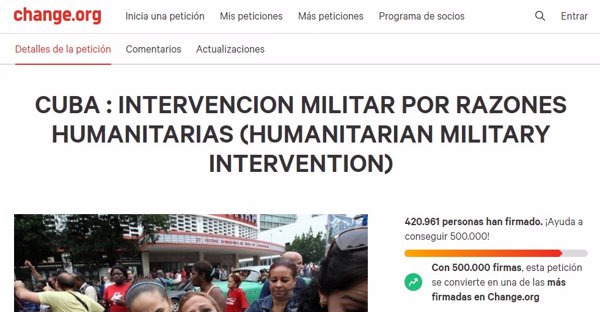 Más de 420.000 personas firman a favor de una intervención militar de EEUU en Cuba